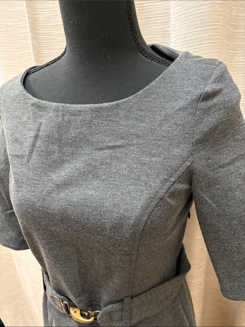 Banana Republic Tailored Dark Gray Belted Midi Dress - Picture 5 of 6